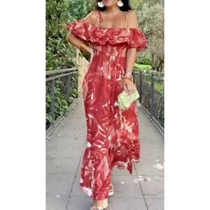 Zara Maxi Dress Floral Blogger Favorite Tropical Vacation Ruffle Tiered Size M